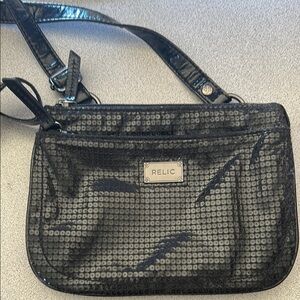 Relic Shiny Black Sequin Bag